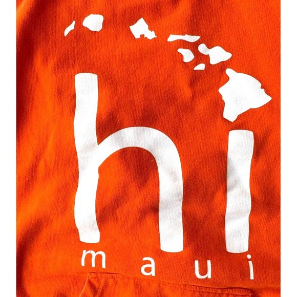 VTG Maui Hoodie Unisex Large Aloha Hawaii Orange Hooded Sweatshirt Hawai… - Picture 1 of 12